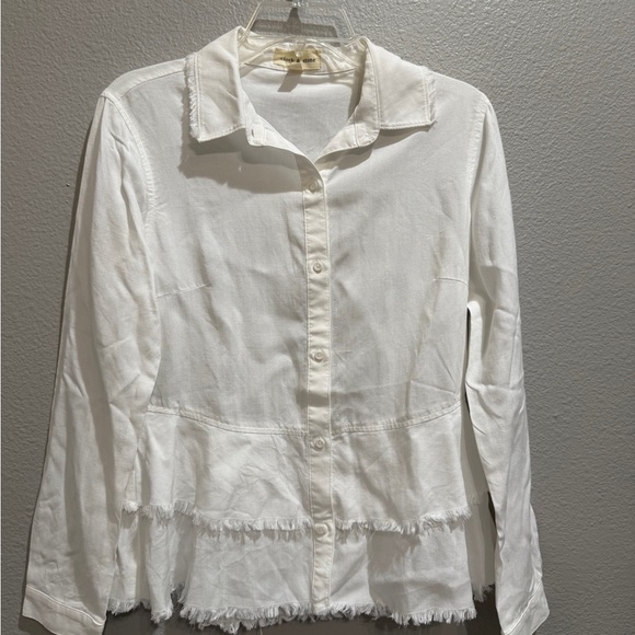 Cloth & Stone Cream Long Sleeve Peplum Button Down - Picture 1 of 5